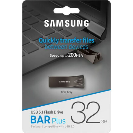 SAMSUNG BAR Plus Flash Drive 32GB USB 3.1 Titan Grey (MUF-32BE4/APC)