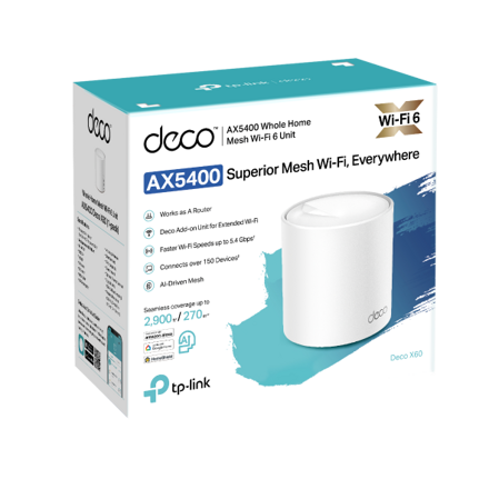 TP-Link Deco X60(1-pack), AX3000 Whole Home Mesh WiFi System WiFi 6