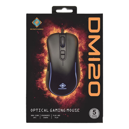 DELTACO GAM-104 GAMING DM120, Myš, USB, čierna