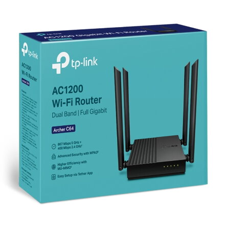TP-Link Archer C64, AC1200 Dual-Band MU-MIMO WiFi Router