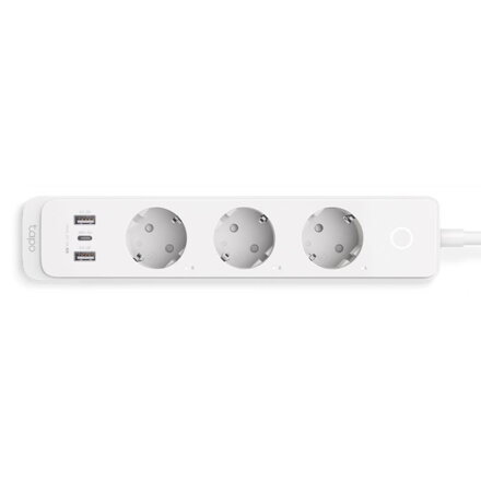 TP-LINK Tapo P300, WiFi Smart predlžovačka, 230V, 1.5m, 3x SCHUKO, USB, vypínač, biela