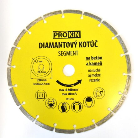 Kotúč diamantový o 230x22,23 mm SEGMENT PROKIN WW /40321123/
