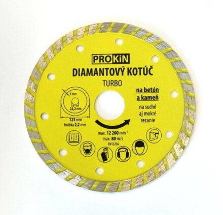 Kotúč diamantový o 115x22,23 mm TURBO PROKIN