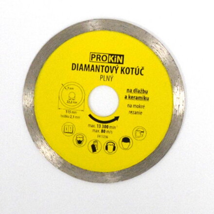 Kotúč diamantový plný o115x22,23 mm   PROKIN