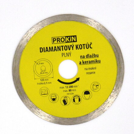 Kotúč diamantový plný o125x22,23 mm  PROKIN