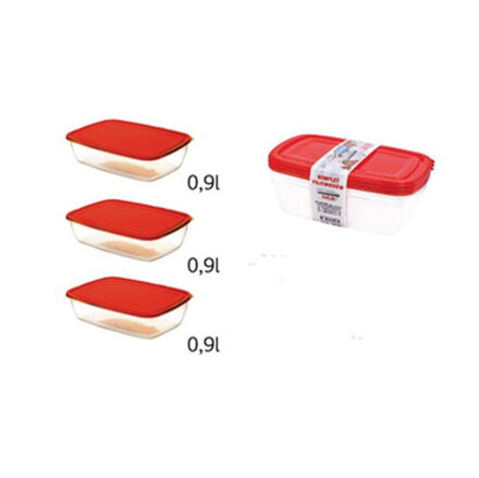 Dóza na potraviny obdĺžnik UH 3x0,9 l sada