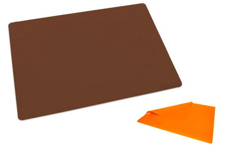 Podložka na cesto silikón 60x50x0,08cm oranžová / hnedá   WW