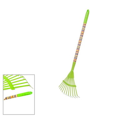 Hrable detské kovové lamelové, drev.nasada fareb.pruhy , 76cm