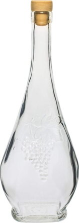 Fľaša na alkohol sklenená 500 ml vrchnák gumený s dekórom