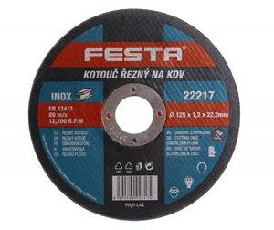 Kotúč rezný kov 125x1,2x22,2mm FESTA