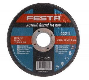 Kotúč rezný kov 115x1x22,2mm FESTA