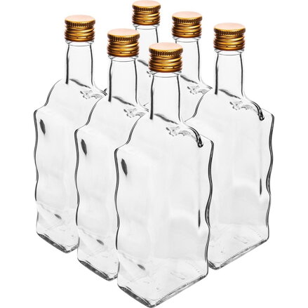 Fľaša sklo 500ml hranatá, na alkohol, s uzáverom na závit Kláštorná