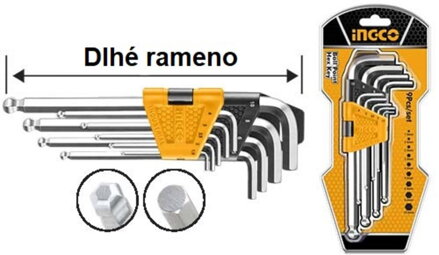 Kľuč imbus s guličkou sada 9ks CrV 1.5-10mm INGCO