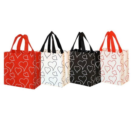 Taška nákupná PP laminát. 10 litrov 25x15x27 cm srdiečka mix