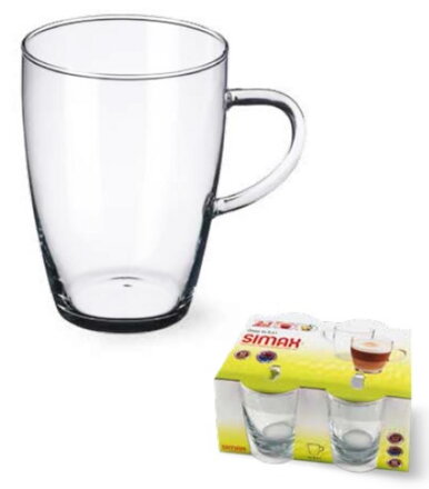 Hrnček sklenený na čaj, kávu, 400 ml, SIMAX, LYRA 400ml, sada 4 ks