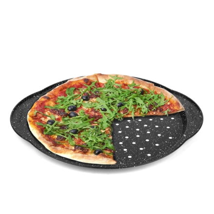 Plech na pizzu s úchytami vnútorný 30 cm, čierna oceľ