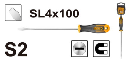 Skrutkovač plochý 4x100mm S2 INGCO