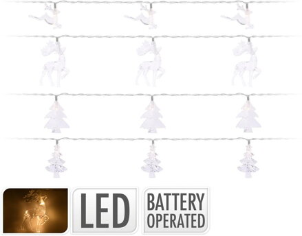 Svetlo vianočné 10 LED teplé biele, stromček/sob, baterky