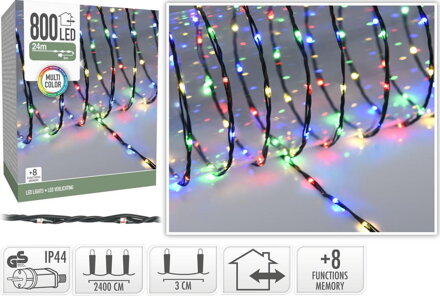 Svetlo vianočné 800 LED farebné, s funkciami, vonkajšie /vnútorné