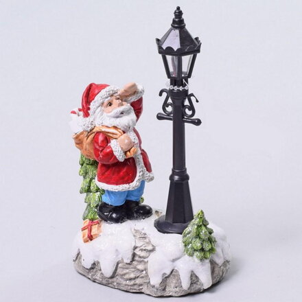Postavička Santa s LED lampou 9x5,3x14,5 cm poly