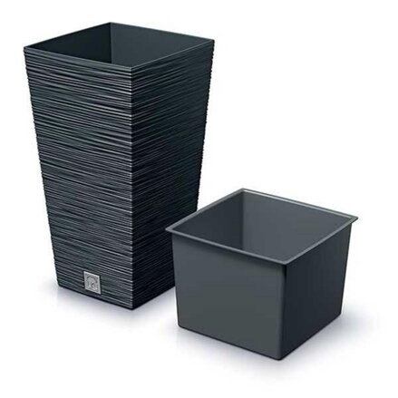 Kvetináč UH 240x240 mm FURU SQUARE antracit výška 450 mm s vložkou