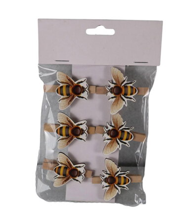 Dekorácia včela na štipci 4,5 cm sada 6 ks mix