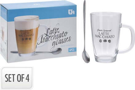 Hrnček na Latte 300ml s lyžičkou, sada 2+2ks