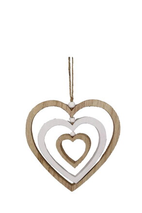 Ozdoba závesná srdce 14,5x15 cm drevo