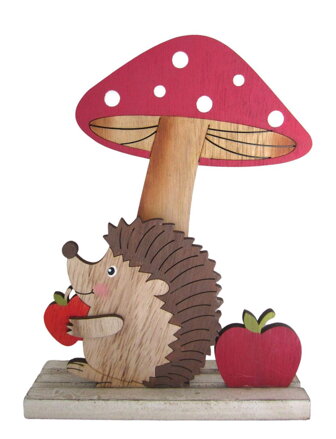 Dekorácia ježko s muchotrávkou 15x20,5 cm
