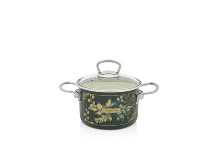 Hrniec smalt + pokr. 16cm/2L dekor Golden times