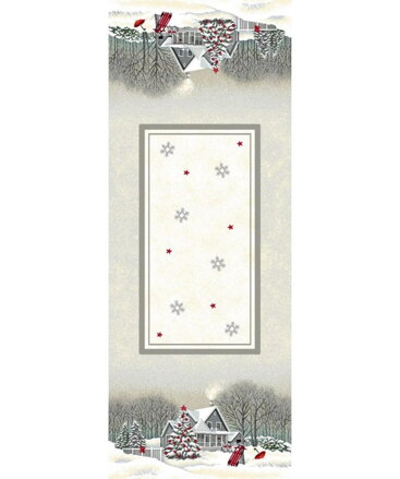 Obrus gobelínový, Vianoce ČAROVNÁ ZIMA, sivý, 45x140cm