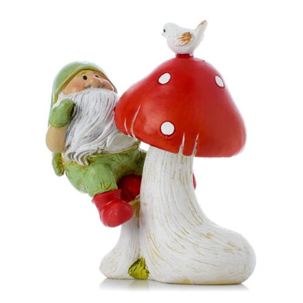 Postavička trpaslík na muchotrávke 10x6x11,5cm poly