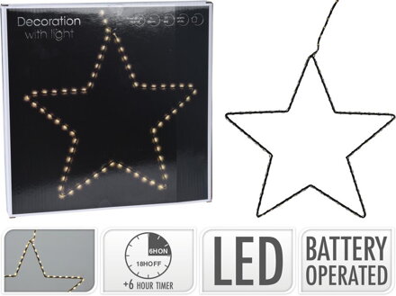 Ozdoba závesná hviezda 77 LED 28 cm s časovačom, baterky Ozdoba závesná hviezda 77 LED 28 cm s časovačom, baterky