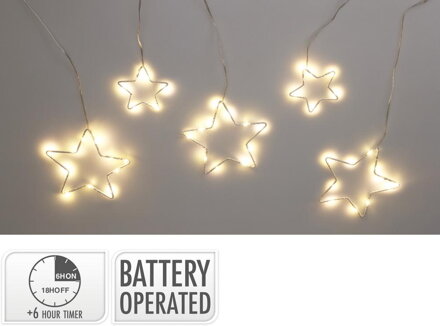 Svetlo vianočné 45 LED teplé biele, záves, hviezda, s časovačom, baterky Svetlo vianočné 45 LED teplé biele, záves, hviezda, s časovačom, baterky