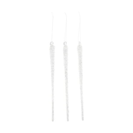 Ozdoba závesná cencúle sada 3ks 1,5x1,5x25cm sklo transparent