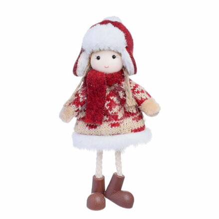 Ozdoba závesná DIEVČA 17cm textil  červená