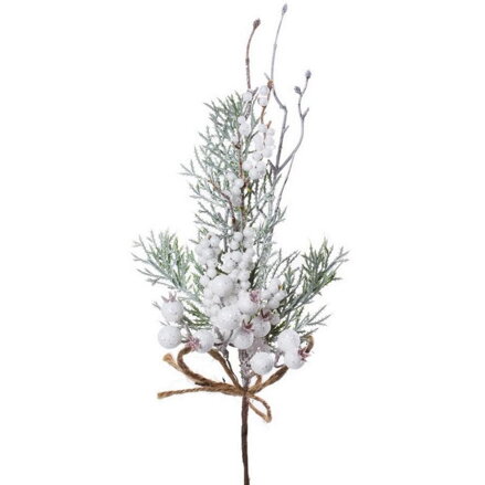 Ozdoba zapichovacia vetvička biele plody+čečina 35cm