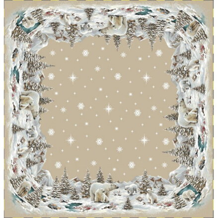 Obrus gobelínový, Vianoce ĽADOVÉ MEDVEDE, 100x100cm
