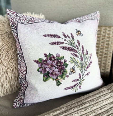 Obliečka na vankúš gobelínová celoročná, motív VIOLET 45x45cm