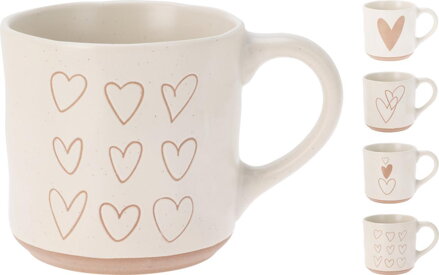 Hrnček kameninový 350 ml srdiečka mix