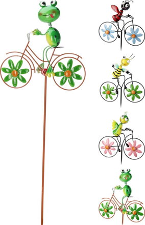 Dekorácia zapichovacia hmyz na bicykli 80 cm mix