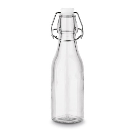 Fľaša sklenená 250ml s patentným uzáverom okrúhla, 6x6x20cm