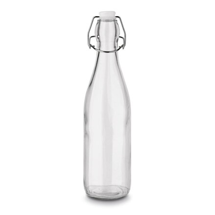 Fľaša sklenená 500ML s patentným uzáverom, okrúhla