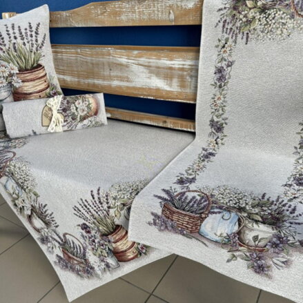 Obrus gobelínový celoročný Levandule a sedmokrásky, 100x100cm