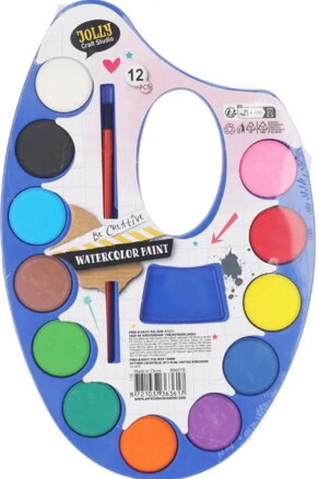 Farbičky vodové, 12 farieb + štetec, mix