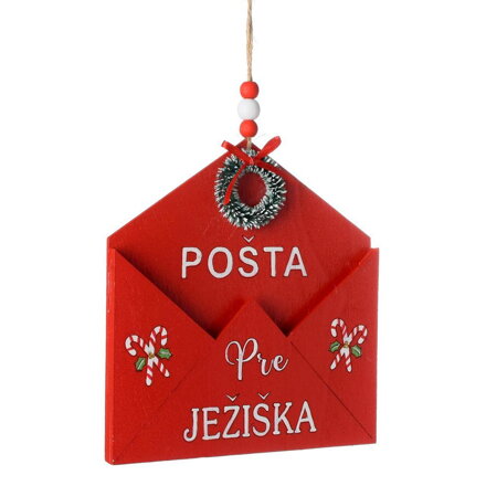 Ozdoba závesná obálka 16x15x1,3 cm červená Ozdoba závesná obálka 16x15x1,3 cm červená