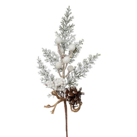 Ozdoba zapichovacia tuja+šiška+bobule zasnežené 31 cm