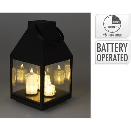 Lampáš svietnik s LED sviečkami 25 cm s časovačom