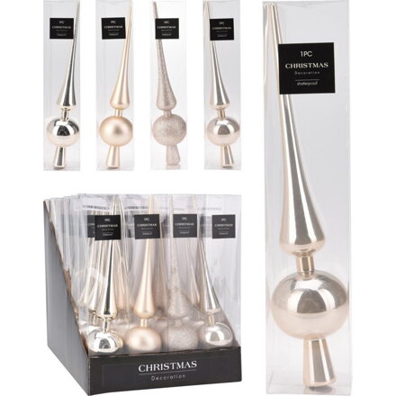 Ozdoba špic 27,5 cm na vianočný stromček plast krémový mix