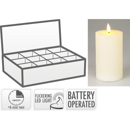 Sviečka LED 7,5x12,5 cm s časovačom ivory Sviečka LED 7,5x12,5 cm s časovačom ivory